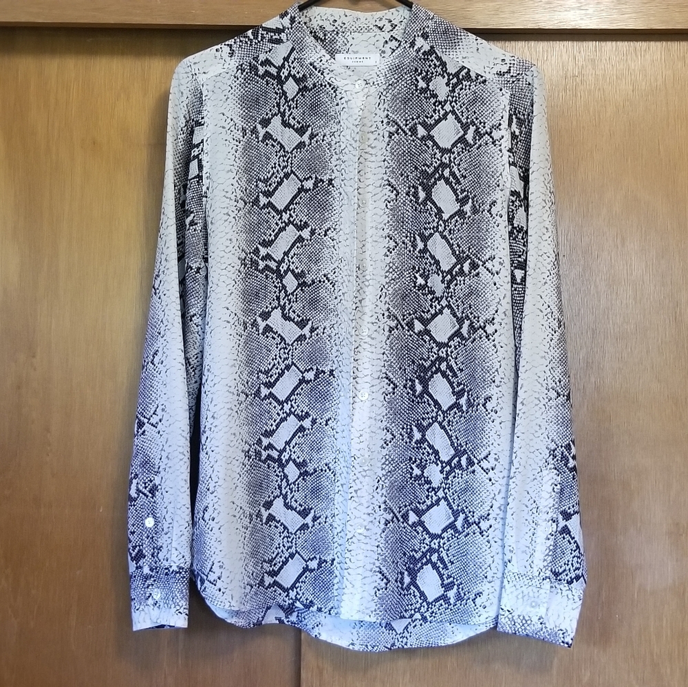 Silk Equipment Snake Print Blouse